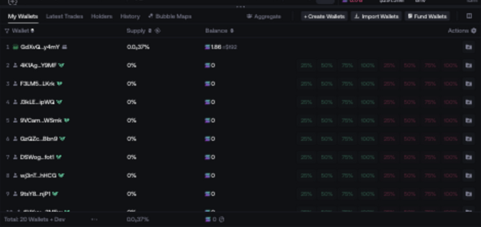 Wallet controls in the Live Workspace